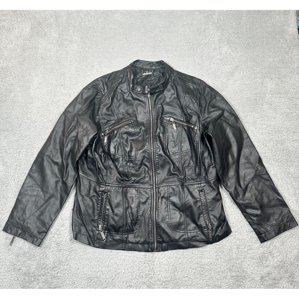 JouJou Faux Leather‎ Jacket  Women's Size 1X Small Moto Black Y2K Biker Bohemian